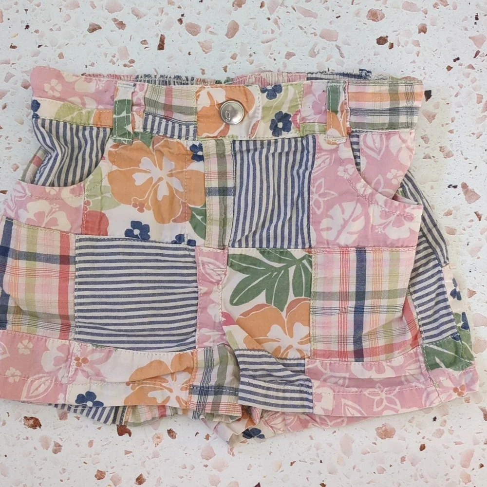 Gymboree | Cotton Madras Shorts- Stitched Patchwork | 18-24 M